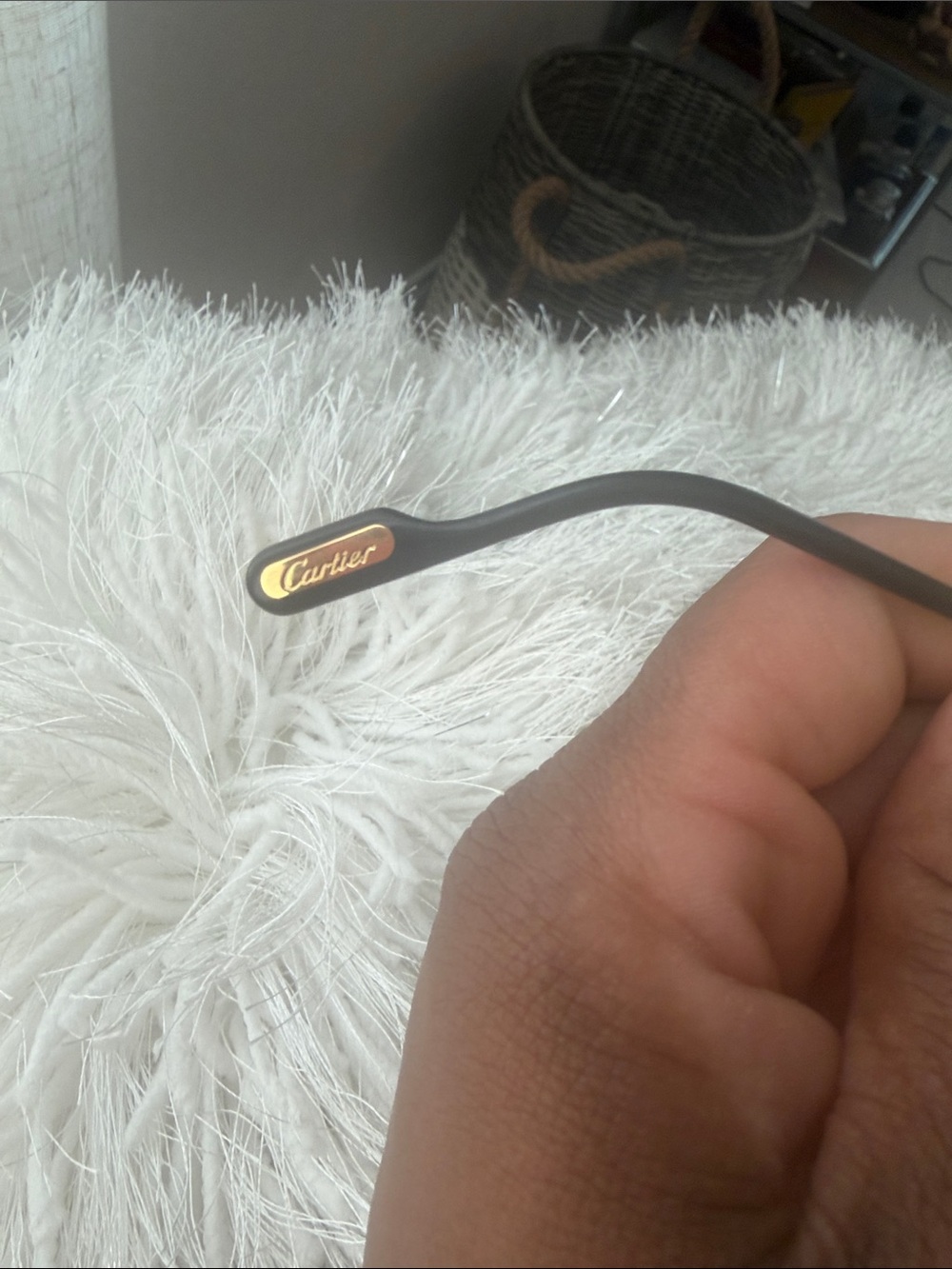 Cartier Black Temple Arm with Gold Logo Accent